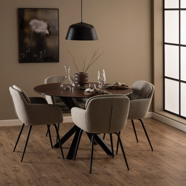 Béžové čalouněné jídelní křeslo s područkami Dora – Actona-image-1