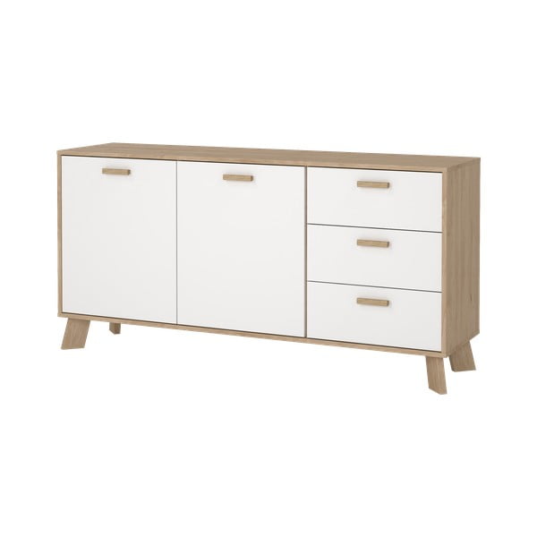 Bílá/v přírodní barvě komoda v dekoru dubu 147x73x39 cm Ikast – Tvilum-image-4