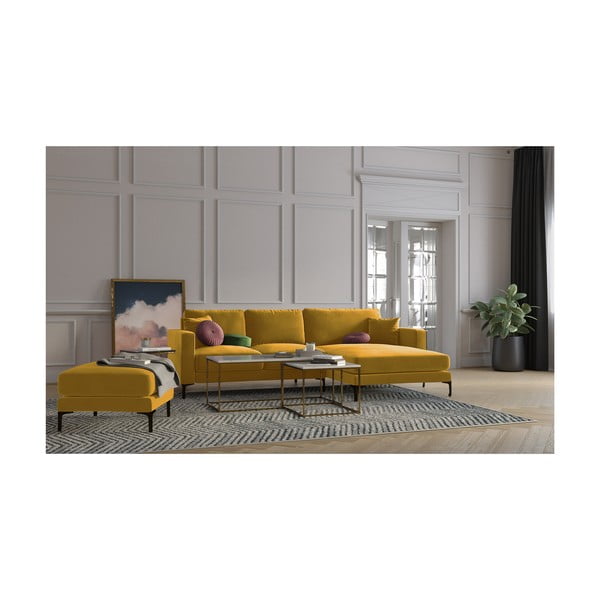 Žlutá sametová podnožka Kooko Home Harmony-image-4