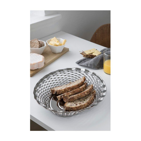 Oválný košík na pečivo z nerezové oceli Steel Function, 30 x 24 cm-image-1