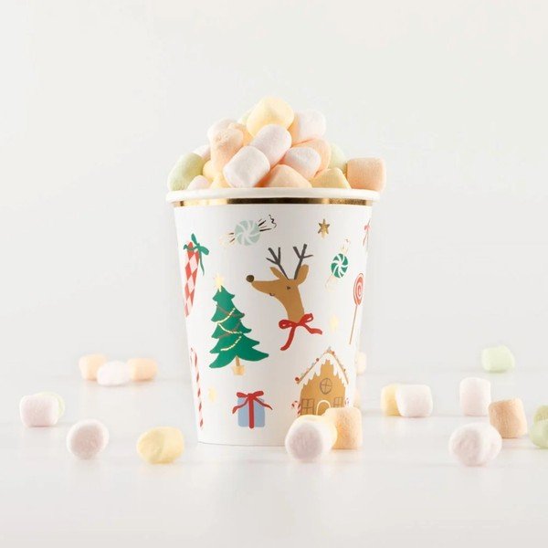 Papírové jednorázové kelímky v sadě  8 ks Jolly Christmas – Meri Meri-image-1