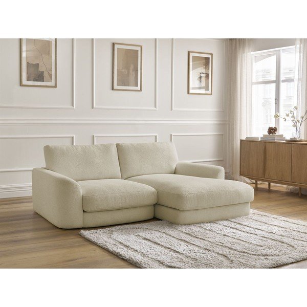 Béžová rohová pohovka z textilie bouclé (pravý roh/s lenoškou) Leonore – Bobochic Paris-image-4