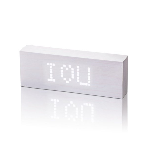 Bílý budík s bílým LED displejem Gingko Message Click Clock-image-2