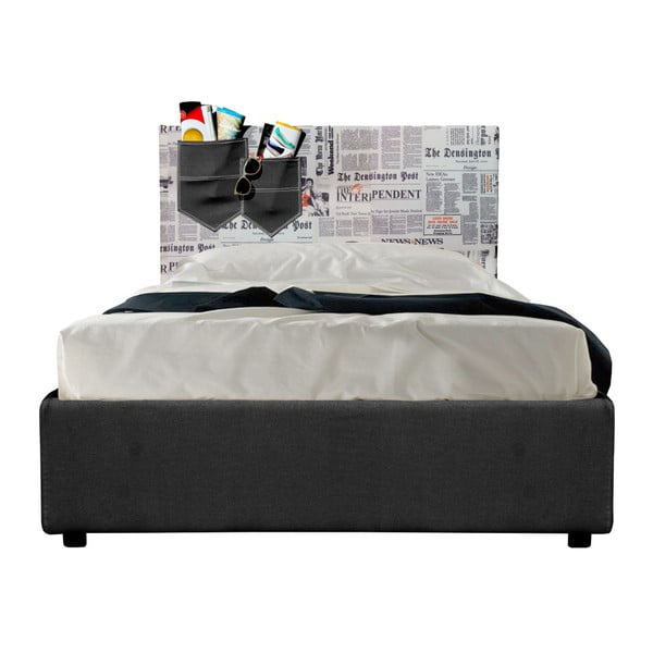 Černá jednolůžková postel s úložným prostorem 13Casa Task, 90 x 190 cm