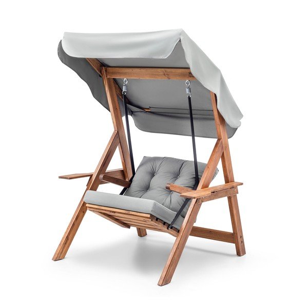 Dřevěná zahradní houpačka v šedo-přírodní barvě Galata – Floriane Garden-image-3