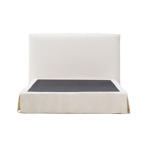 Bílá čalouněná dvoulůžková postel 160x200 cm Jaira – Kave Home-image-3