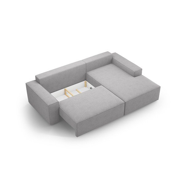 Světle šedá rozkládací rohová pohovka z textilie bouclé (pravý roh) Jodie – Micadoni Home-image-4