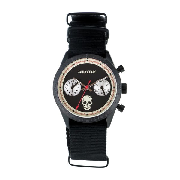 Pánské černé hodinky s motivem lebky Zadig & Voltaire Pepitto