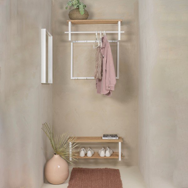 Bílý/v přírodní barvě kovový nástěnný věšák s poličkou 76 cm Rizzoli – Spinder Design-image-3