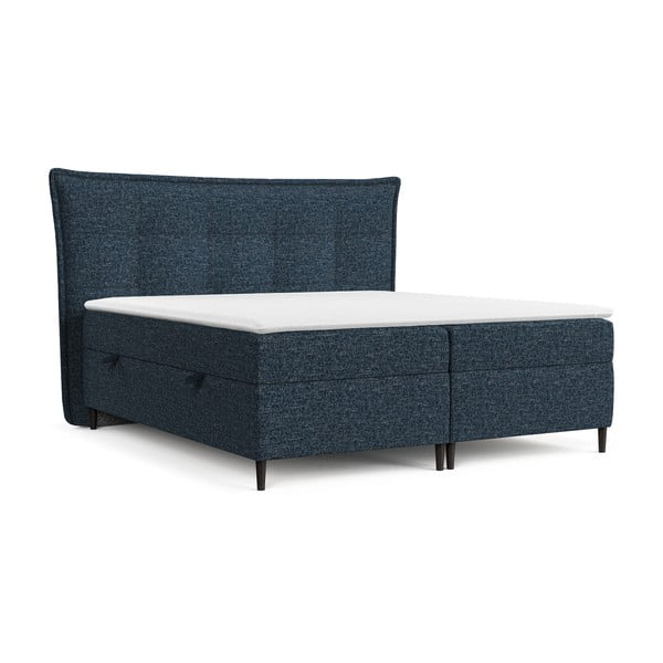 Tmavě modrá boxspring postel s úložným prostorem 140x200 cm Sinai – Maison de Rêve