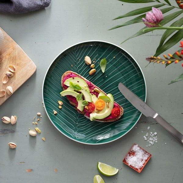 Bílo-zelený porcelánový talíř Villeroy & Boch Leaf, ⌀ 24 cm-image-1