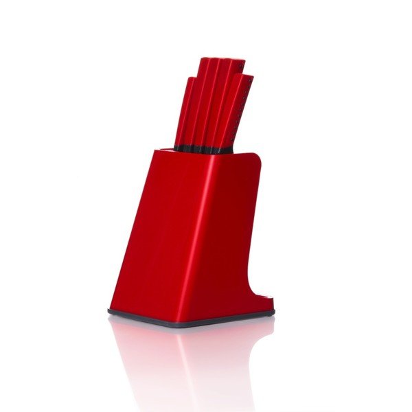 Set červeného bloku na nože a 5 nožů Red-image-1
