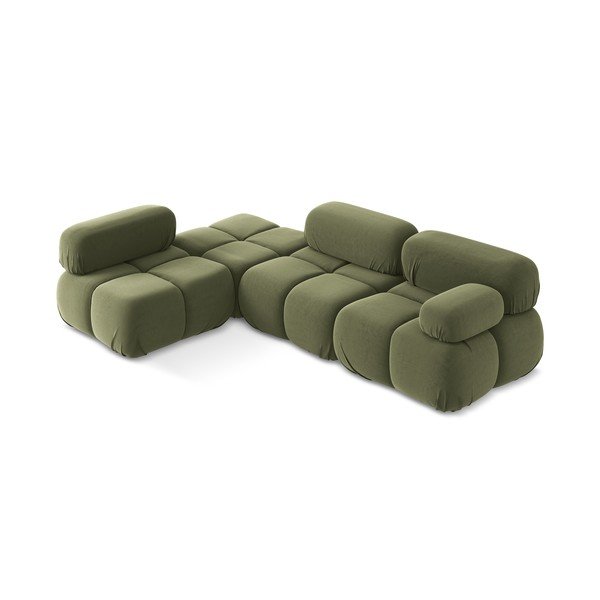 Světle zelená sametová modulární rohová pohovka (levý roh) Lokua – Makamii-image-2