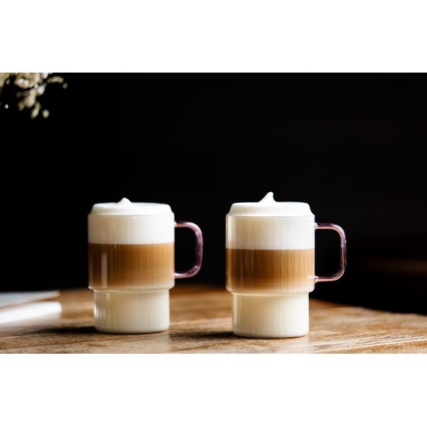 Růžové skleněné hrnky v sadě 2 ks na cappuccino 350 ml Livio – Vialli Design-image-1