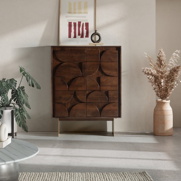 Hnědá skříňka z mangového dřeva 90x120x40 cm Trisha – MOME-image-1