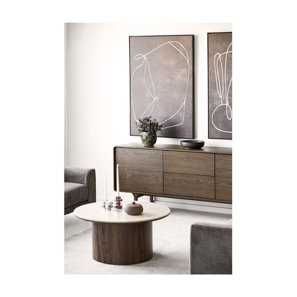 Tmavě hnědá komoda v dekoru dubu 180x75x45 cm Darwin – House Nordic-image-2