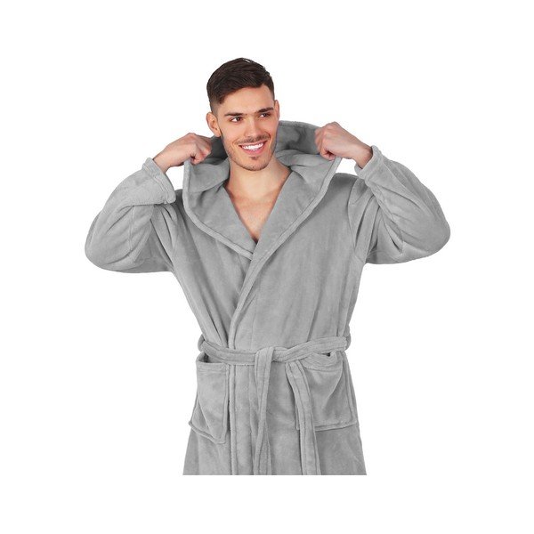 Šedý unisex župan z mikrovlákna DecoKing Robby, velikost XS-image-3