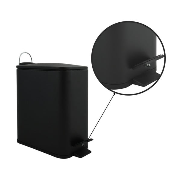 Matně černý nášlapný ocelový odpadkový koš 5 l   Erik – Spirella-image-2