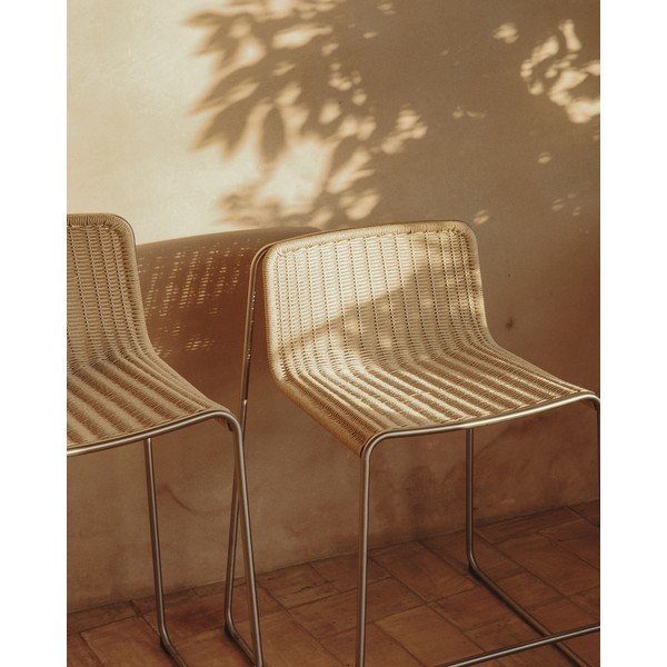 Béžová kovová zahradní barová židle Tavari – Kave Home-image-2