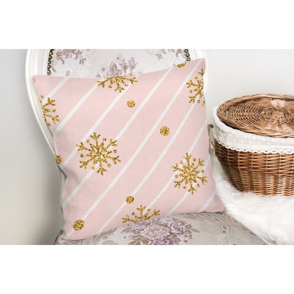 Vánoční povlak na polštář Minimalist Cushion Covers Gold Snowflakes, 42 x 42 cm-image-2