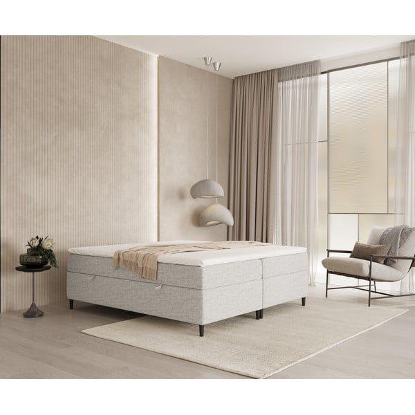 Světle šedá boxspring postel s úložným prostorem 160x200 cm Araya – Maison de Rêve-image-3