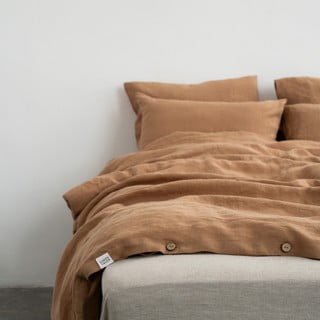 Hnědé lněné povlečení na dvoulůžko 200x200 cm – Linen Tales