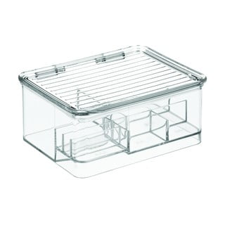 Průhledný organizér s přihrádkami a víkem iDesign Linus, 17 x 14 cm