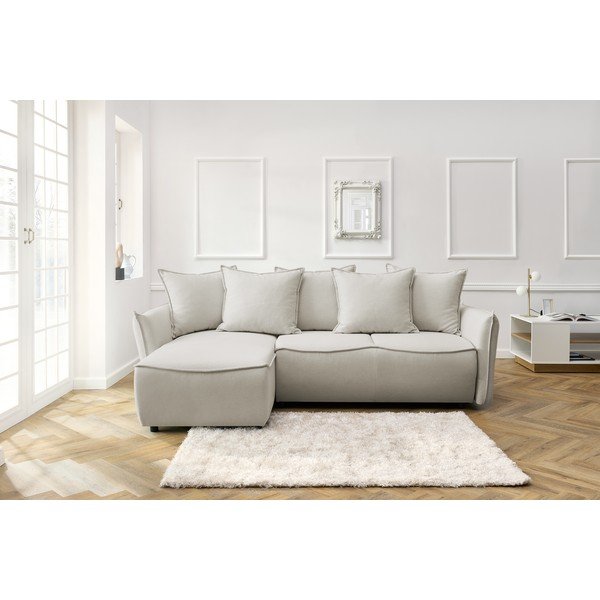 Krémová rozkládací rohová pohovka (levý roh) Leon – Bobochic Paris-image-1