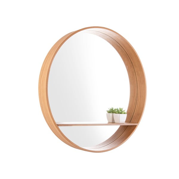 Nástěnné zrcadlo s poličkou  s dřevěným rámem ø 61 cm Sheer – PT LIVING-image-2