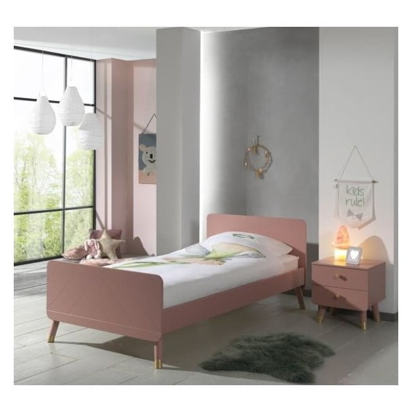 Růžový dětský noční stolek z borovicového dřeva Vipack Billy-image-1