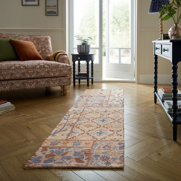 Ručně tkaný běhoun s příměsí juty v přírodní barvě 60x230 cm Taylor Patchwork – Flair Rugs-image-1