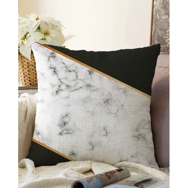 Povlak na polštář s příměsí bavlny Minimalist Cushion Covers Shadowy Marble, 55 x 55 cm