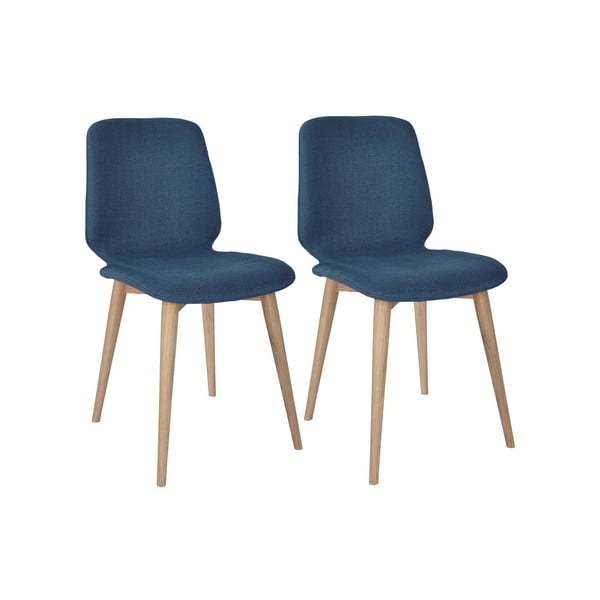 Sada 2 tmavě modrých jídelních židlí s nohami z masivního dubového dřeva WOOD AND VISION Cut