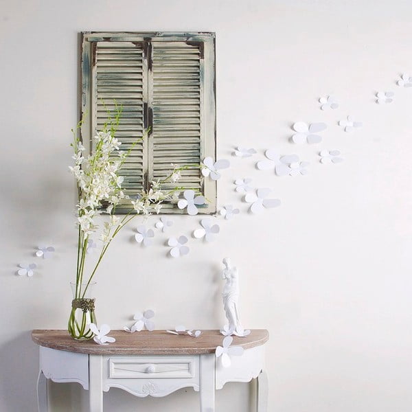 Sada 12 bílých adhezivních 3D samolepek Ambiance Flowers-image-1