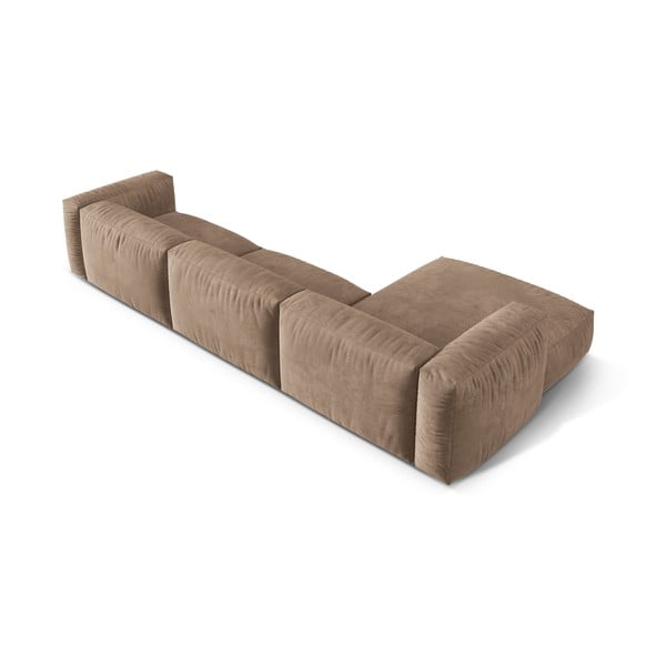 Světle hnědá sametová modulární rohová pohovka (levý roh/s lenoškou) Martina – Micadoni -image-3