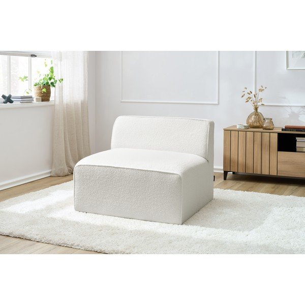 Bílý modul pohovky z textilie bouclé (středový díl) Megeve – Bobochic Paris-image-1