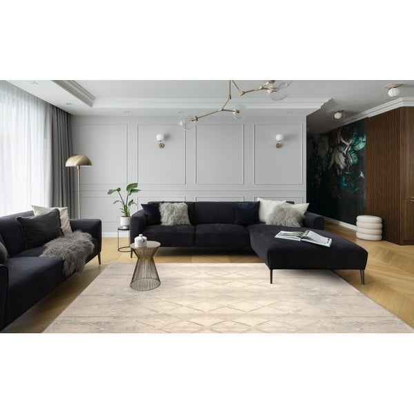 Krémový vlněný koberec 133x180 cm Colette – Agnella-image-1