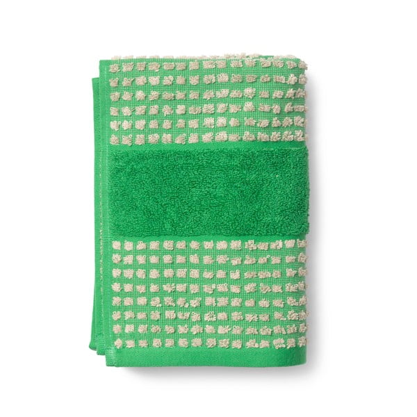Zeleno-béžový ručník z bio bavlny 50x100 cm Check – JUNA