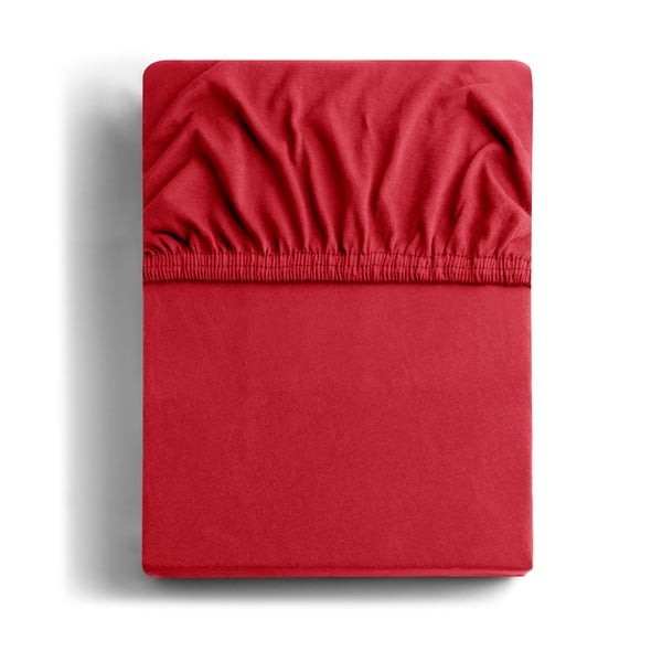 Červené elastické prostěradlo z mikrovlákna DecoKing Amber Collection, 200-220 x 200 cm