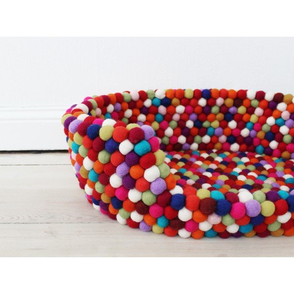Tmavě červený kuličkový vlněný pelíšek pro domácí zvířata Wooldot Ball Pet Basket, 40 x 30 cm-image-1