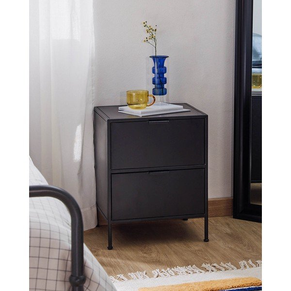 Černý ocelový noční stolek Shantay – Kave Home-image-1