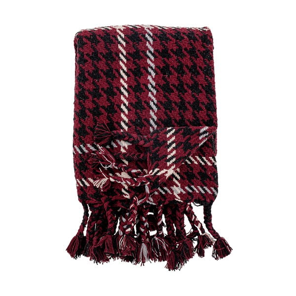 Červený vánoční pléd s podílem bavlny Bloomingville Rivel, 150 x 130 cm-image-2