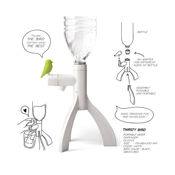 Držák na vodu Thirsty Bird, zelený
