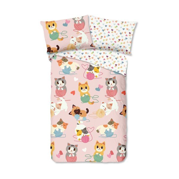 Dětské bavlněné povlečení Good Morning Kitty, 140 x 200 cm
