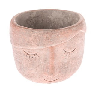 Růžový betonový květináč Dakls Smiley, výška 11 cm