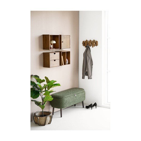 Zelená lavice z textilie bouclé Harlow – House Nordic-image-1