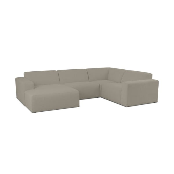 Světle hnědá rohová pohovka z textilie bouclé (do "U") Roxy – Scandic-image-1