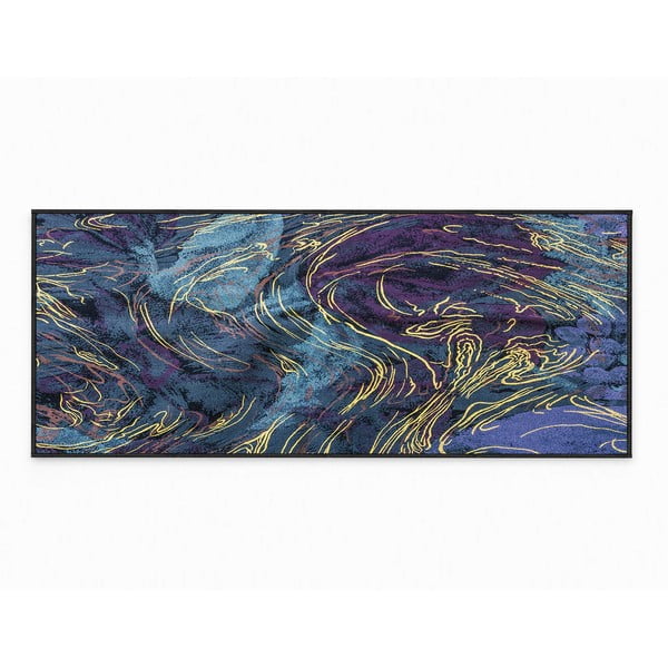 Tmavě modrý pratelný koberec 80x150 cm Swirls – Oyo Concept-image-2