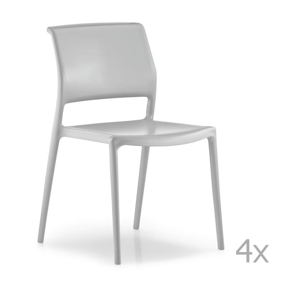 Sada 4 světle šedých jídelních židlí Pedrali Ara