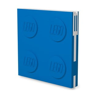 Modrý čtvercový zápisník s gelovým perem LEGO®, 15,9 x 15,9 cm